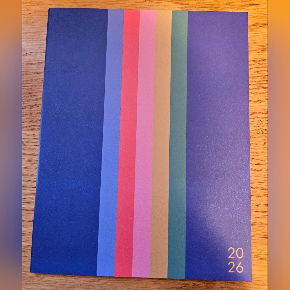 2026 Blue Planner with Rainbow Stripes - Daily Home Office Planner
